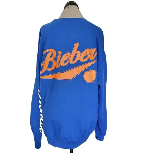 Justin Bieber Sweatshirt Sz XL Spicy X NYCBlue Crewneck Screenprinted Graphic